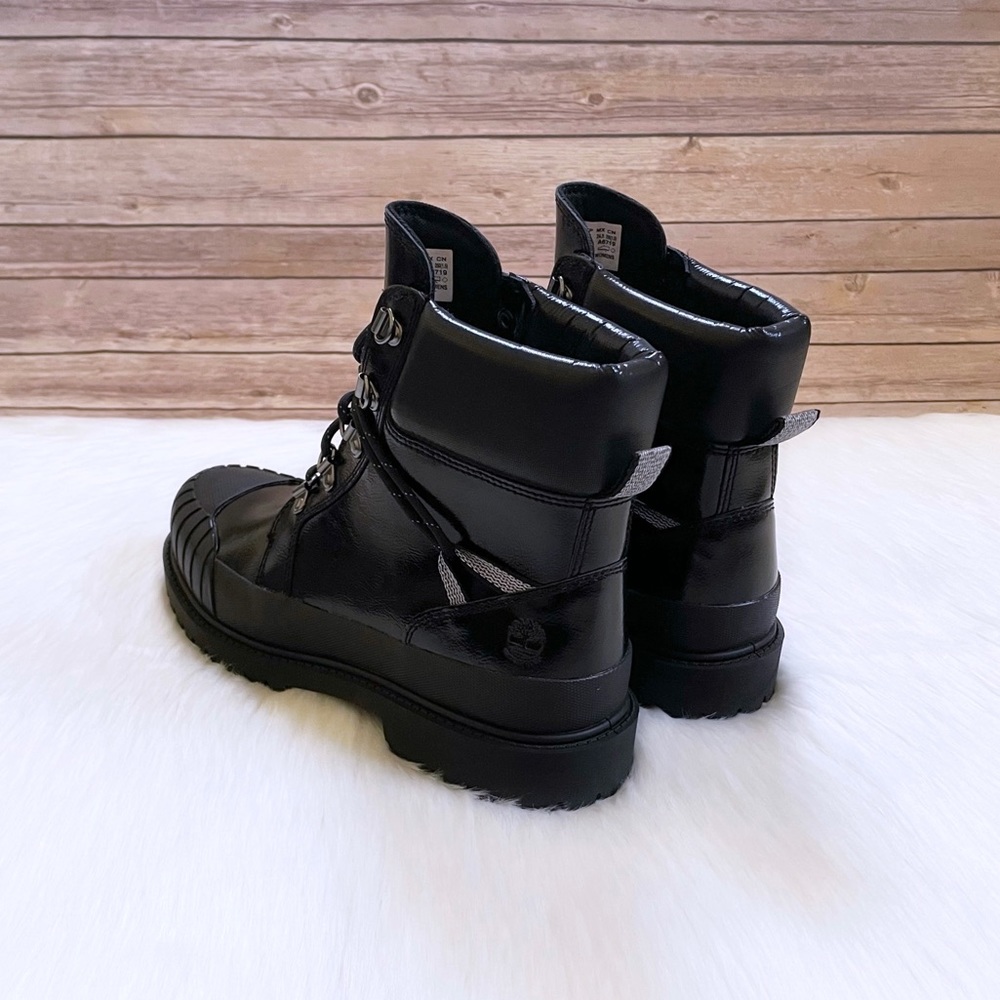 Timberland Women’s Heritage 6 Inch Rubber Toe Waterproof Black Boots - Picture 5 of 7